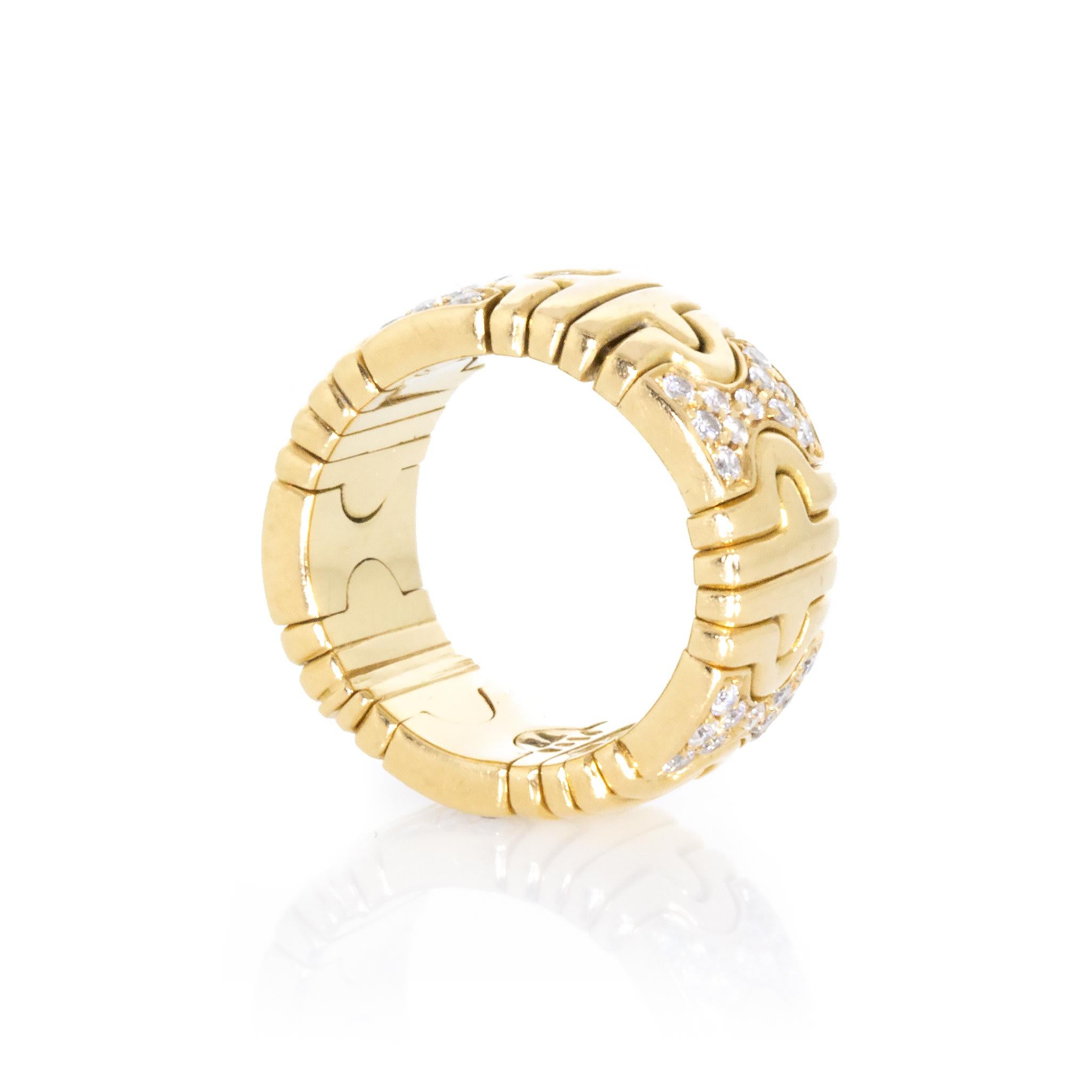 Bvlgari 18 Karat Yellow Gold Flexible Parentesi Diamond Ring In Good Condition In New York, NY