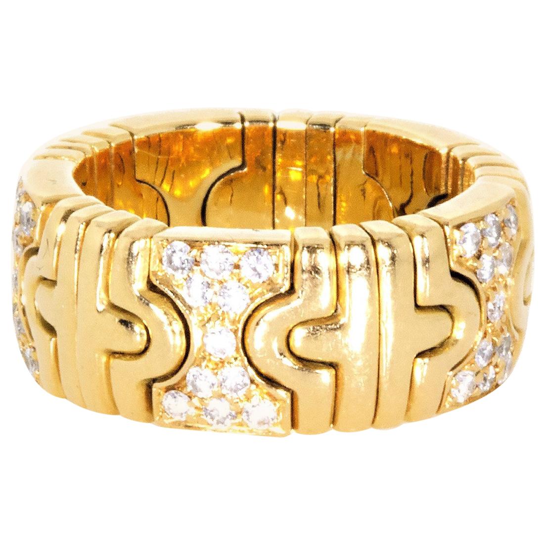 Bvlgari 18 Karat Yellow Gold Flexible Parentesi Diamond Ring