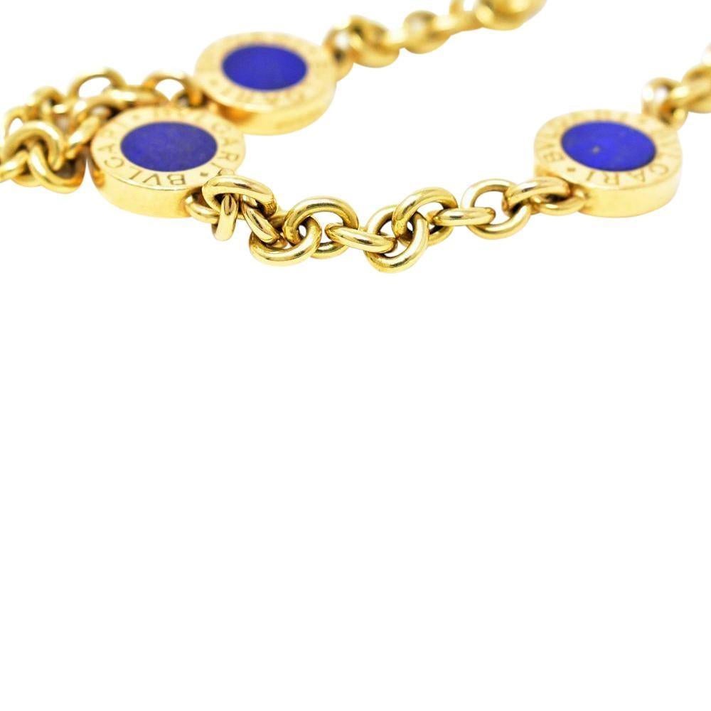 Condition: Excellent

Metal: 18K Yellow Gold

Stone: Lapis 

Weight: 30.5 Grams

Length: 15.5 inches 

Hallmark: Bvlgari 750 Made in Italy

Stock Number WE- 543