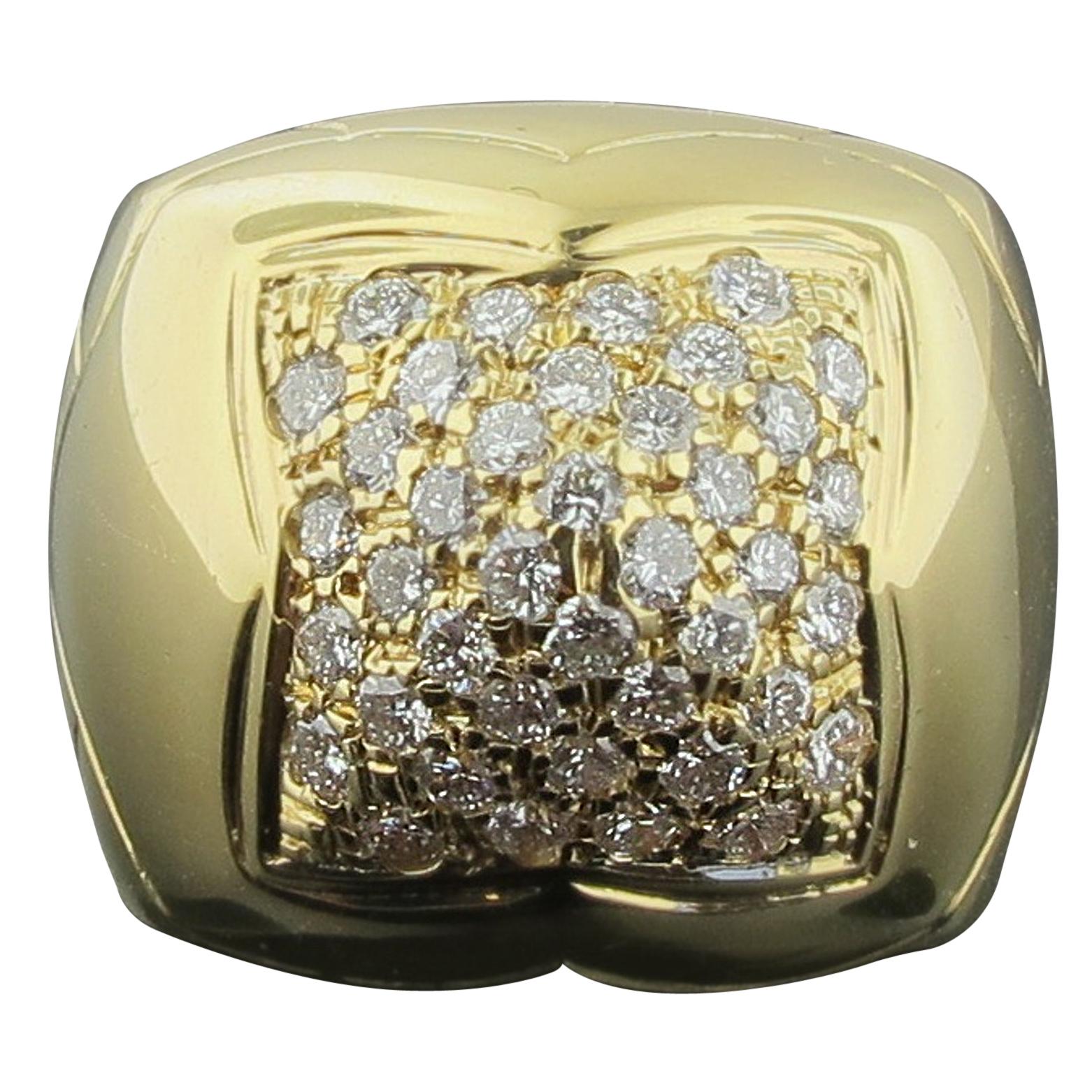 Bvlgari 18 Karat Yellow Gold "Pyramid Collection" Diamond Ring
