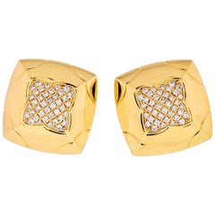 Bvlgari 18 Karat Yellow Gold Pyramid Diamond Earrings