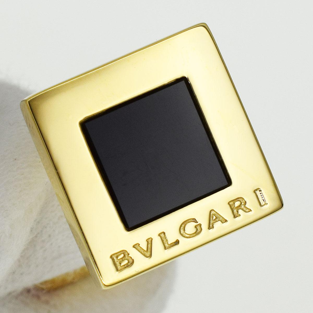 Bvlgari 18 Karat Yellow Gold Quadrad Gold Black Onyx Cufflinks 1