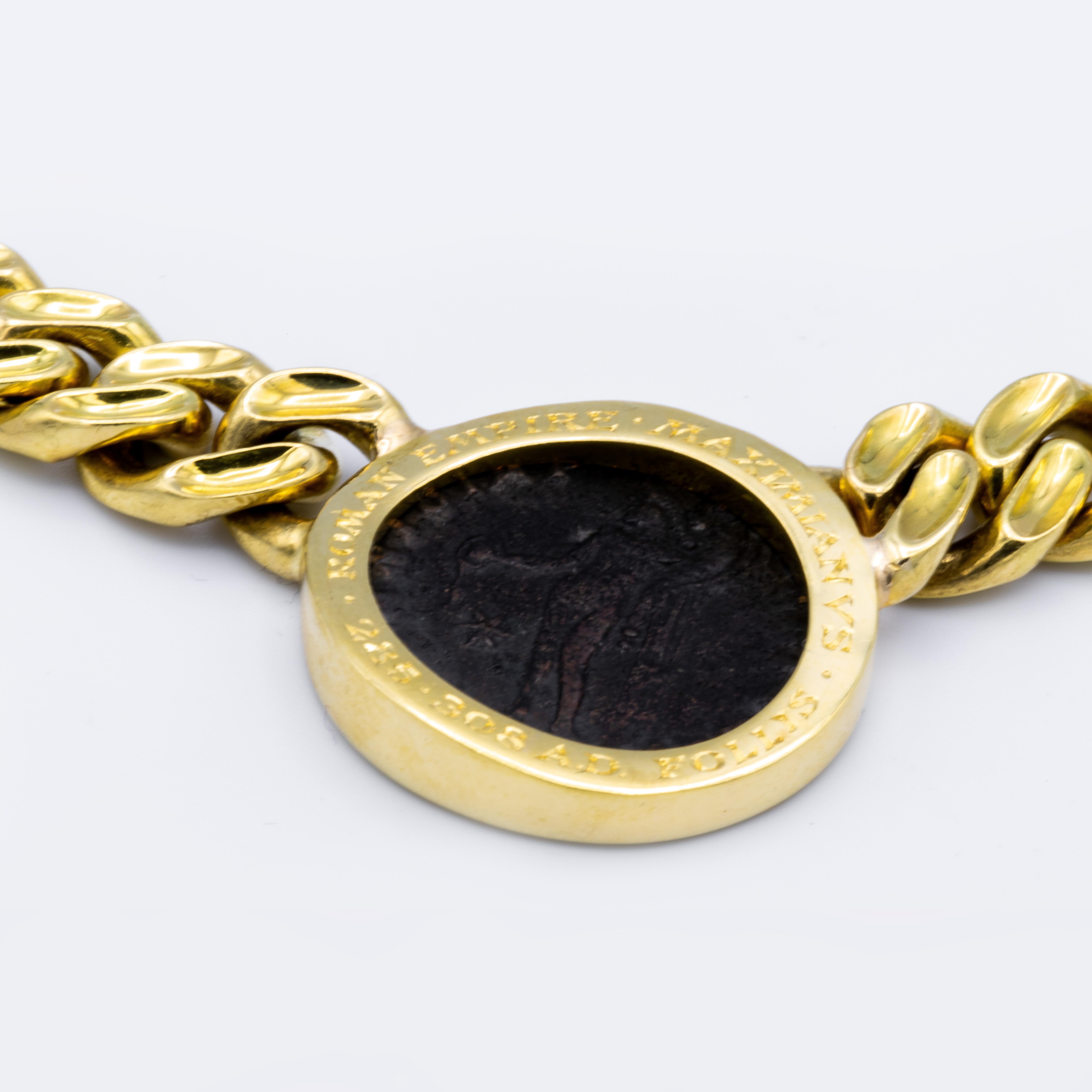 Classical Roman Bvlgari 18 Karat Yellow Gold Roman Empire Coin Necklace