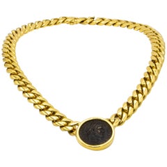 Bvlgari 18 Karat Yellow Gold Roman Empire Coin Necklace