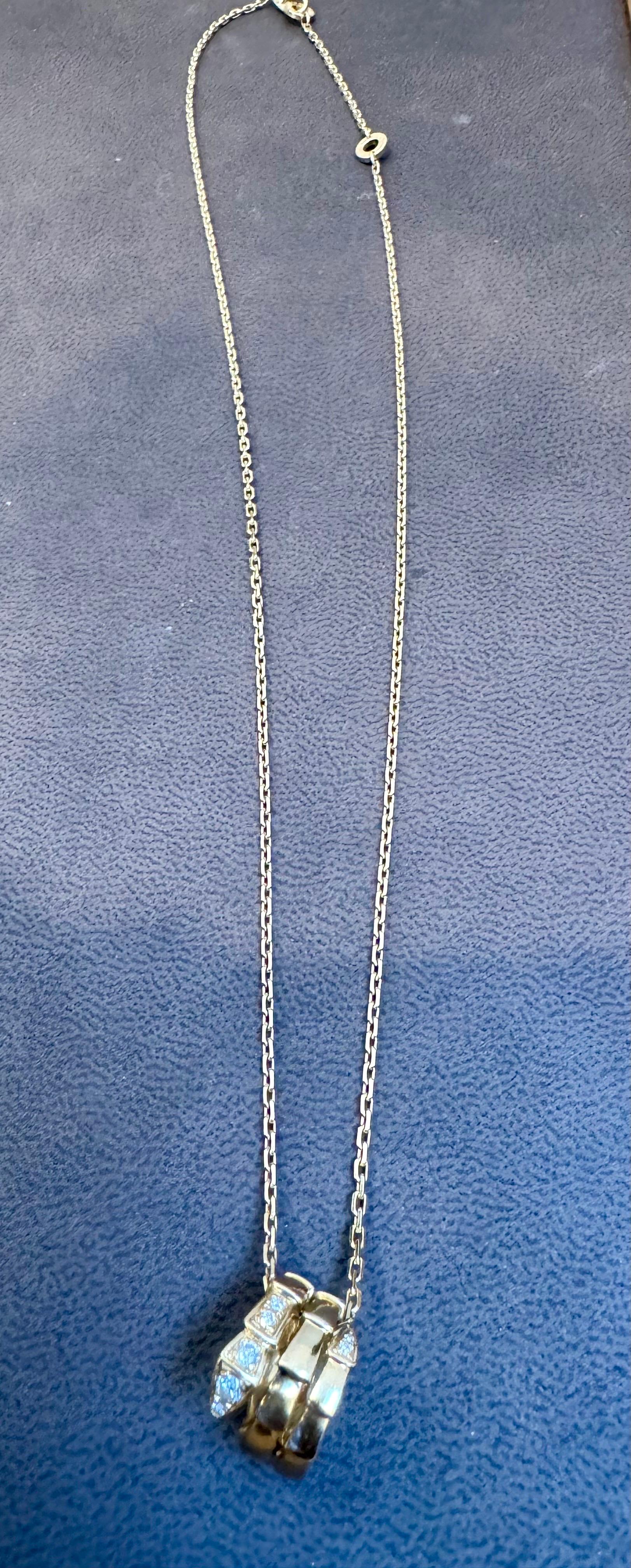 Bvlgari 18 Karat Yellow Gold Serpenti Viper Necklace With Diamonds, 20 