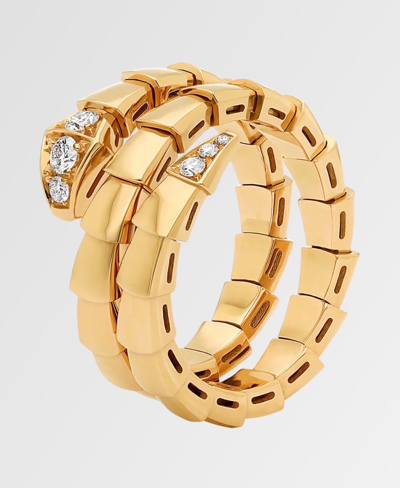 Bvlgari 18 Karat Yellow Gold Serpenti Viper Necklace With Diamonds, 20 
