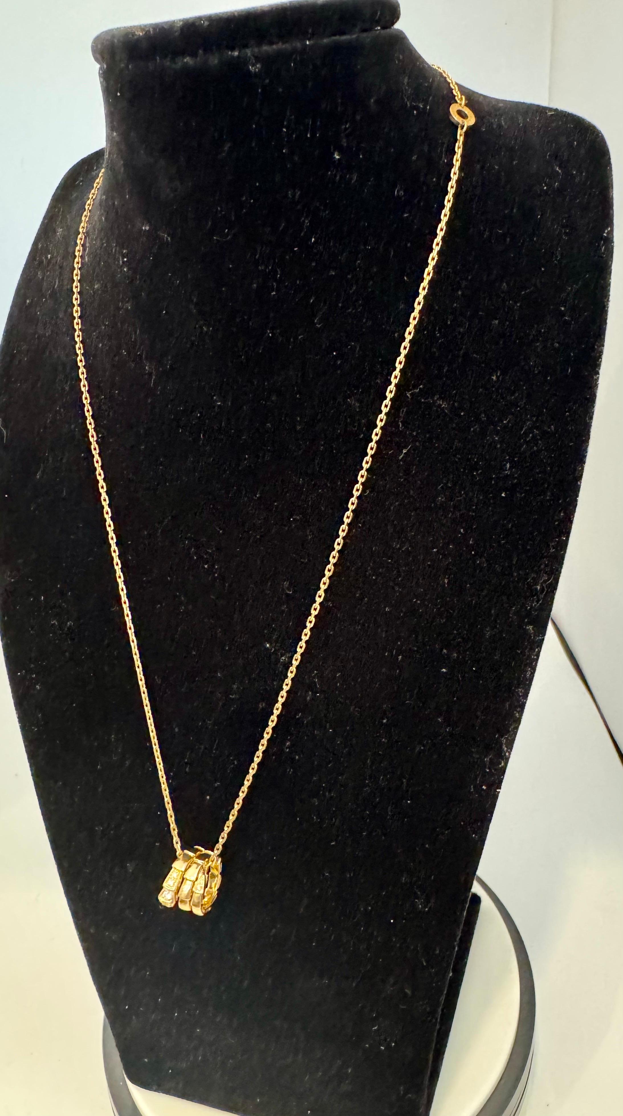 Bvlgari 18 Karat Yellow Gold Serpenti Viper Necklace With Diamonds, 20 