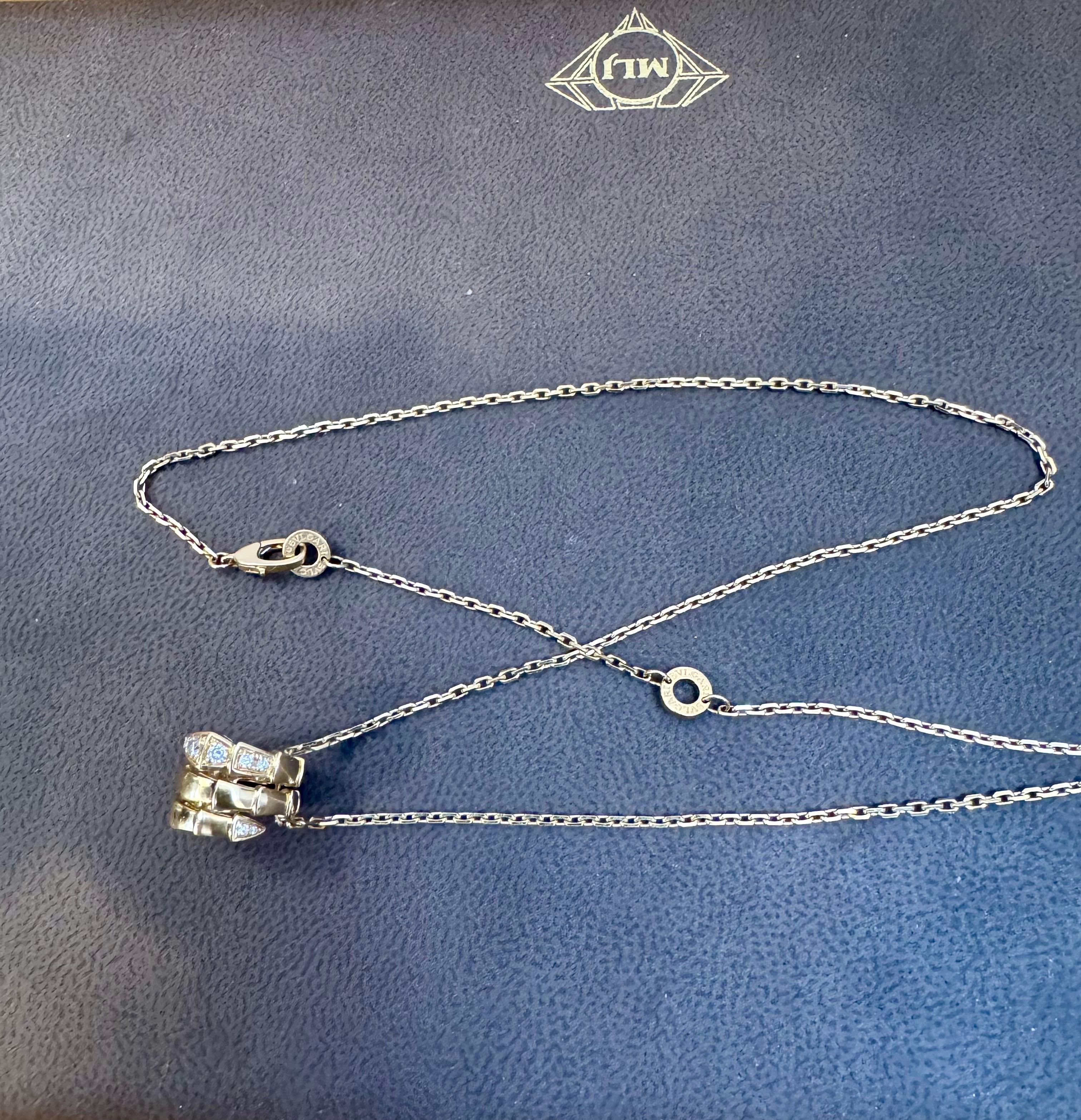 Bvlgari 18 Karat Yellow Gold Serpenti Viper Necklace With Diamonds, 20 