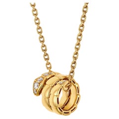 Bvlgari 18 Karat Yellow Gold Serpenti Viper Necklace With Diamonds, 20 " Long