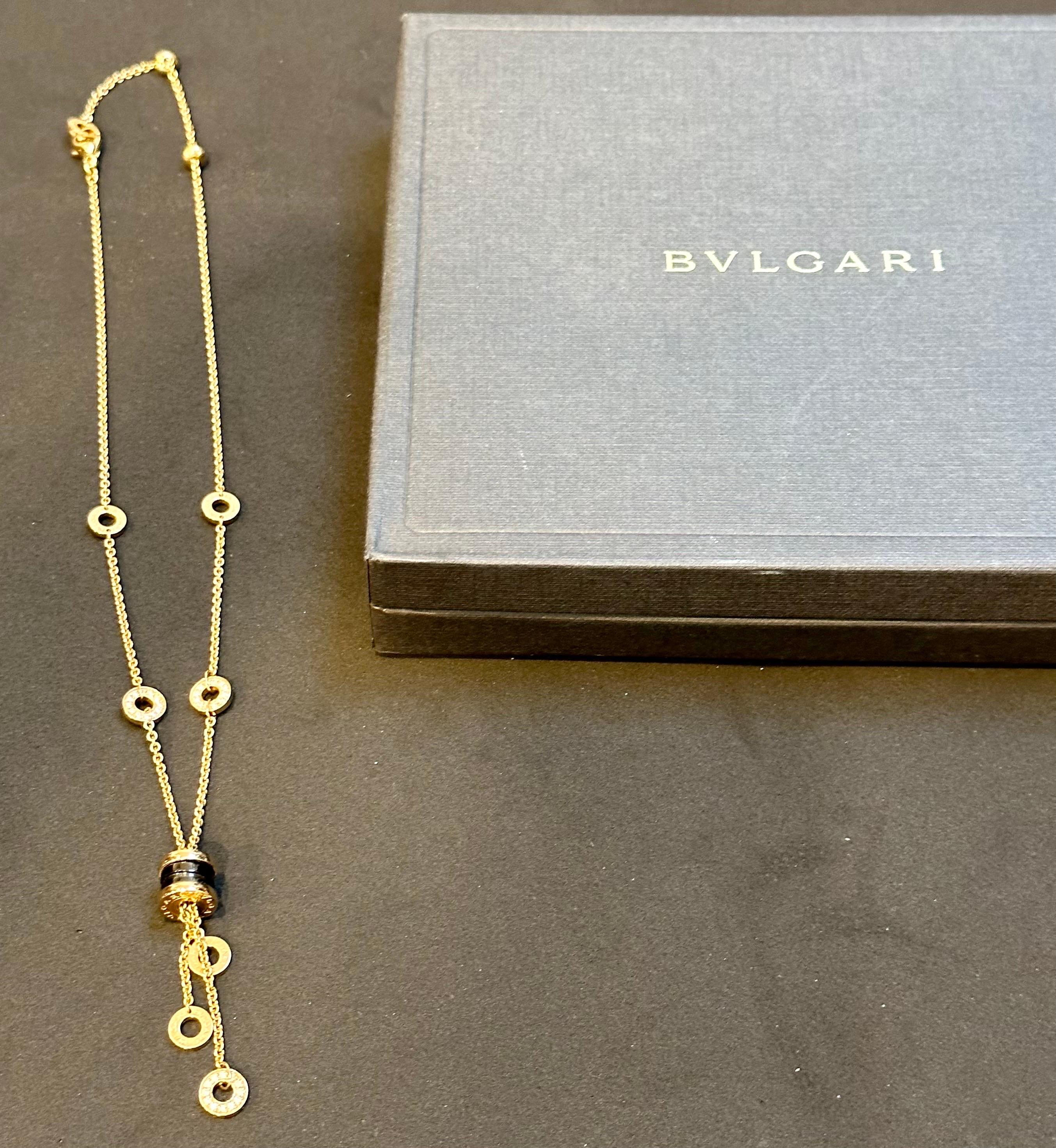 Bvlgari 18 Karat Yellow Gold Signature 7 Circle B Zero1 Link Necklace, 17.5 Gram In Excellent Condition In New York, NY