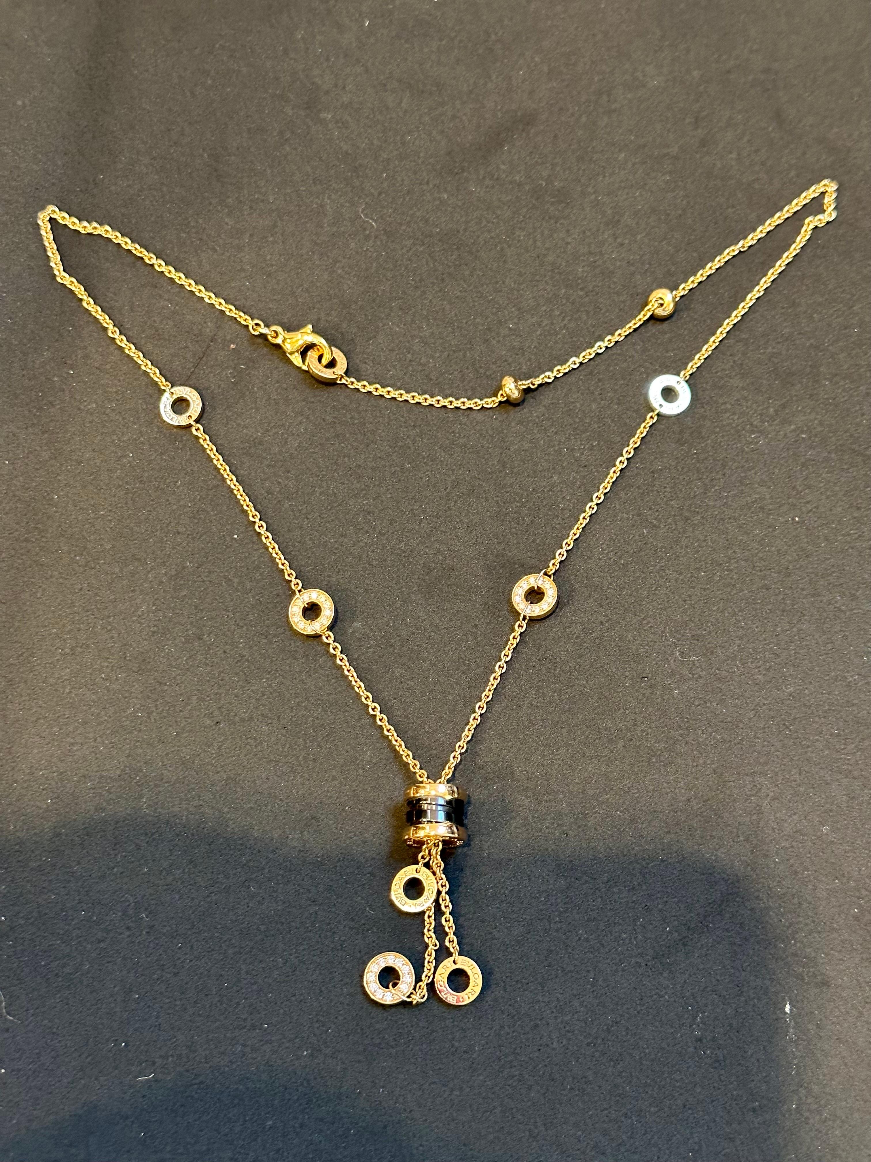 Women's Bvlgari 18 Karat Yellow Gold Signature 7 Circle B Zero1 Link Necklace, 17.5 Gram