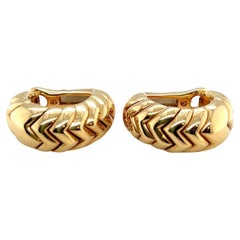 Bvlgari 18 Karat Yellow Gold "Spiga" Half Hoop Ear Clips, 1990s