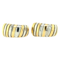 Bvlgari 18 Karat Yellow Gold & Stainless Steel  Tubogas Earrings