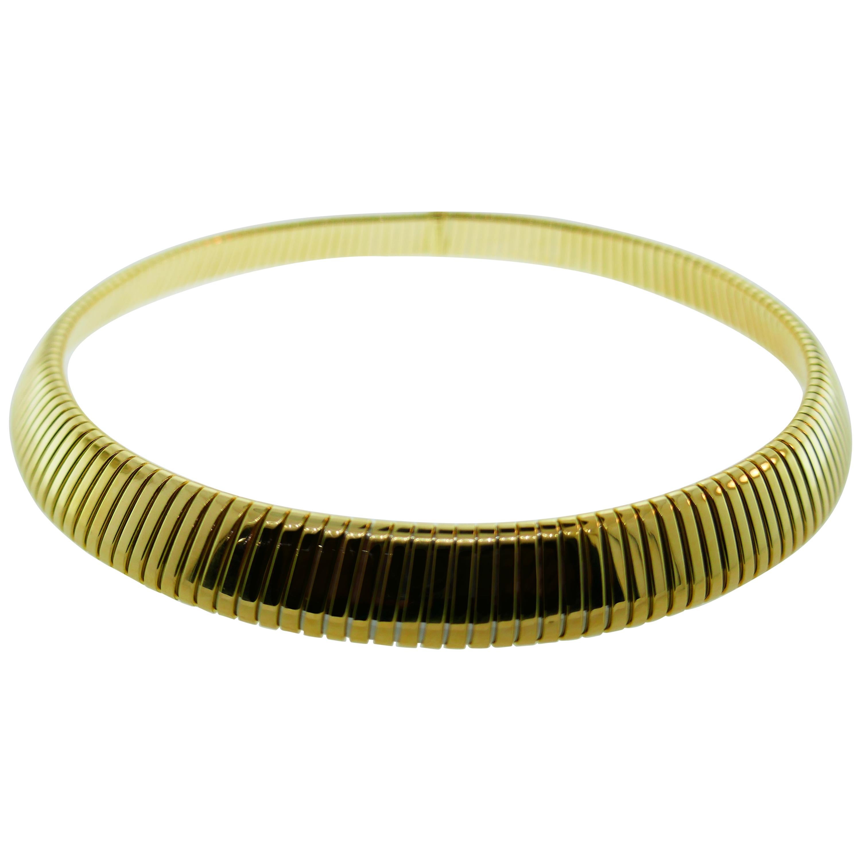 Bvlgari 18 Karat Yellow Gold Tubogas Collection Choker Necklace, circa 1980s