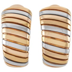 Bvlgari 18 Karat Yellow, White and Rose Gold Tubogas Earrings