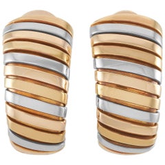 Bvlgari 18 Karat Yellow, White and Rose Gold Tubogas Earrings