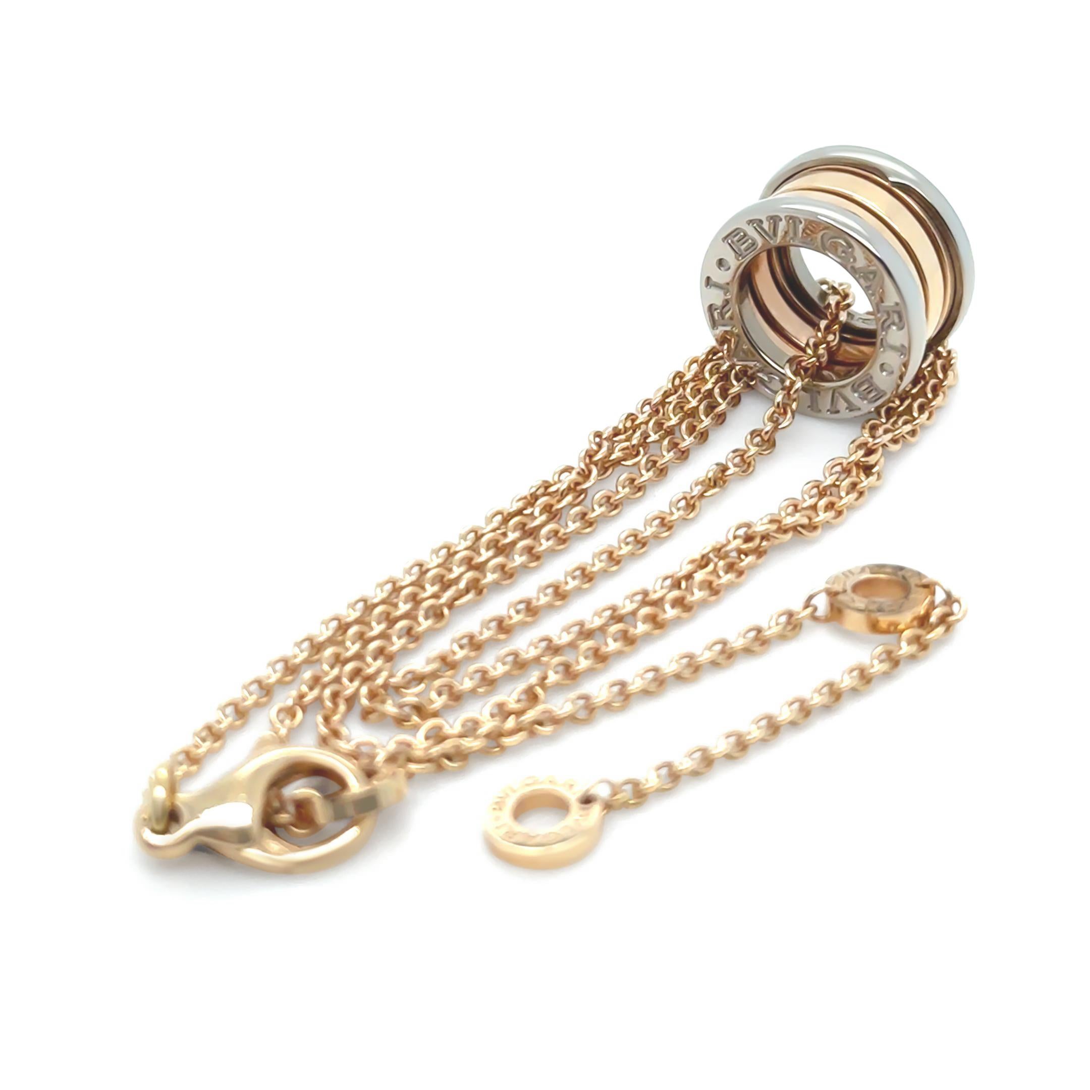 Bvlgari 18ct Pink & White Gold B.Zero1 Perfect Mistake Necklace 14.1g In Excellent Condition In SYDNEY, NSW