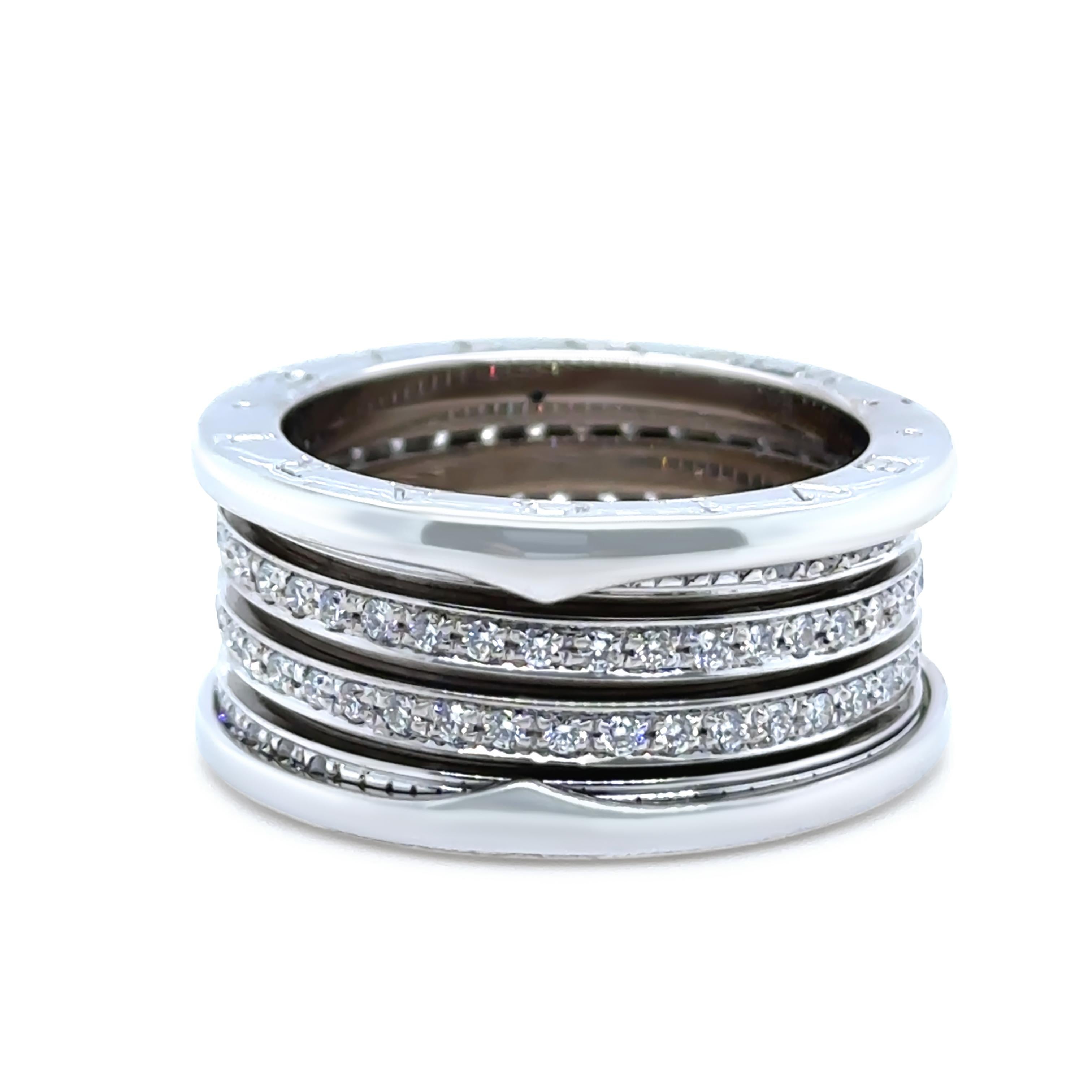 Bvlgari 18ct Weißgold B.Zero1 4-Band Diamantring .8ct 17.38g im Zustand „Hervorragend“ im Angebot in SYDNEY, NSW