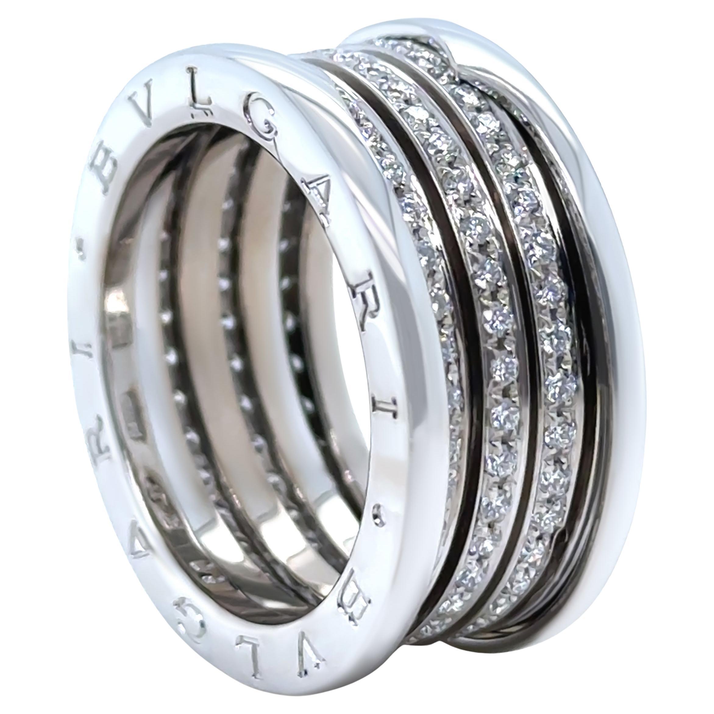 Bvlgari 18ct White Gold B.Zero1 4-Band Diamond Ring .8ct 17.38g