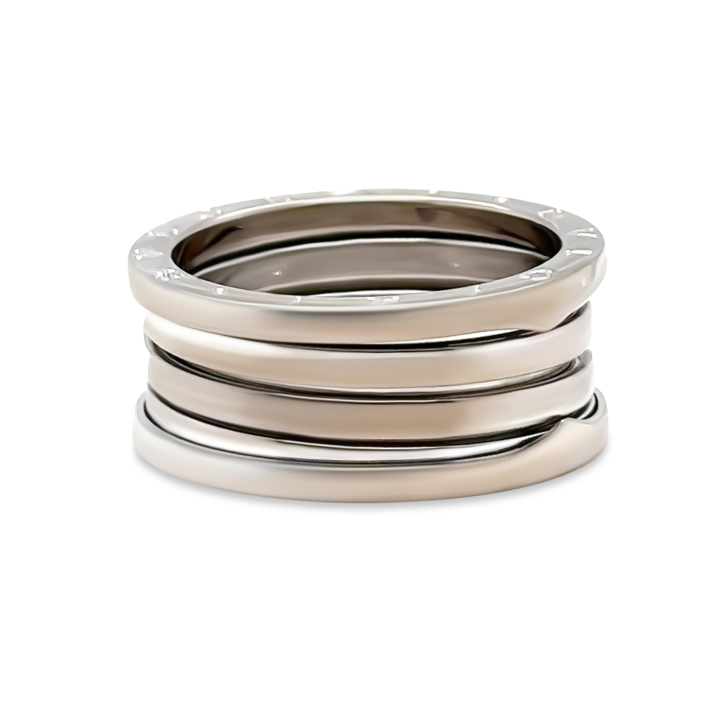 Women's Bvlgari 18ct White Gold B.Zero1 Four Band Ring 14.22g For Sale