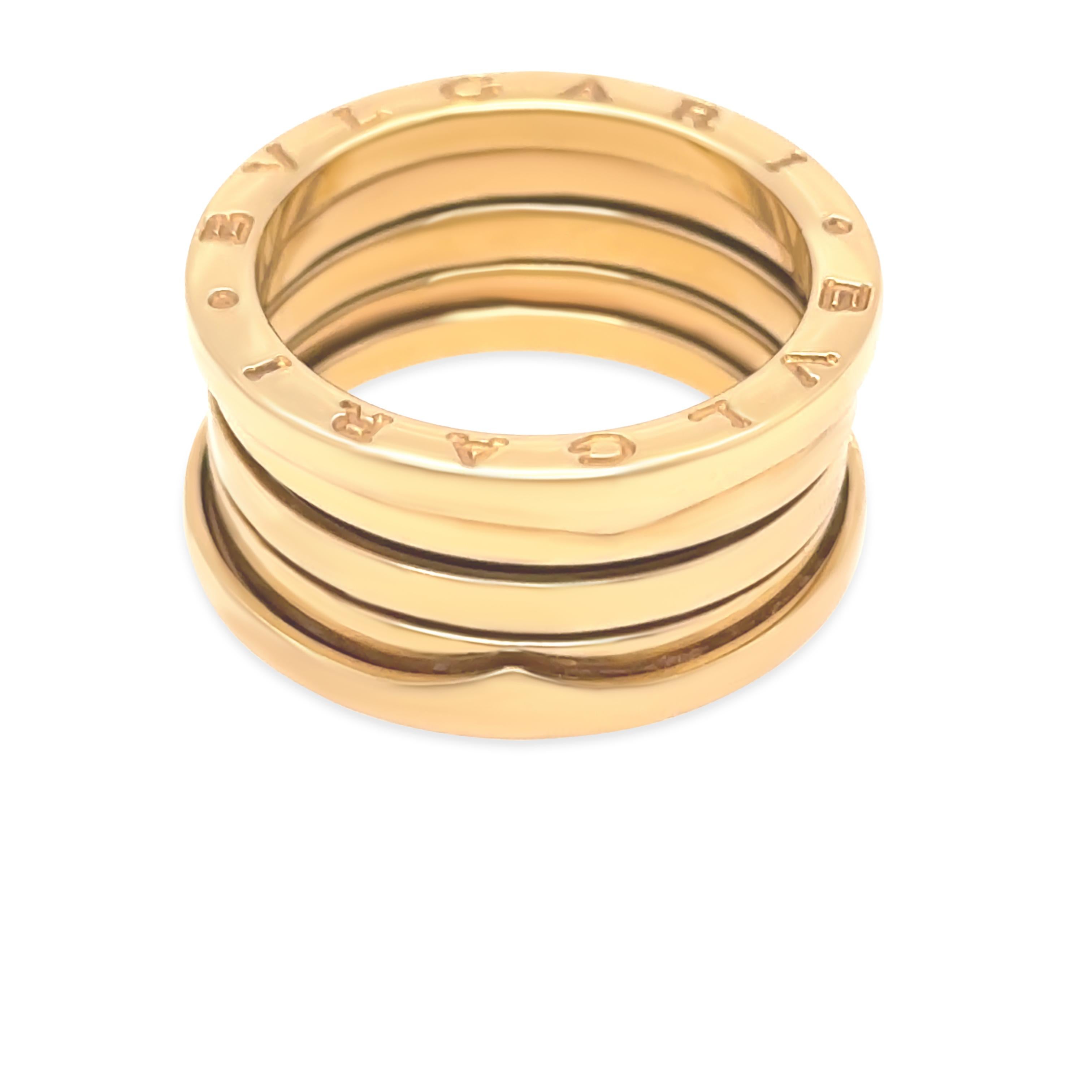 Bvlgari Bague à quatre anneaux en or jaune 18 carats B.Zero1 12,19 g Excellent état - En vente à SYDNEY, NSW