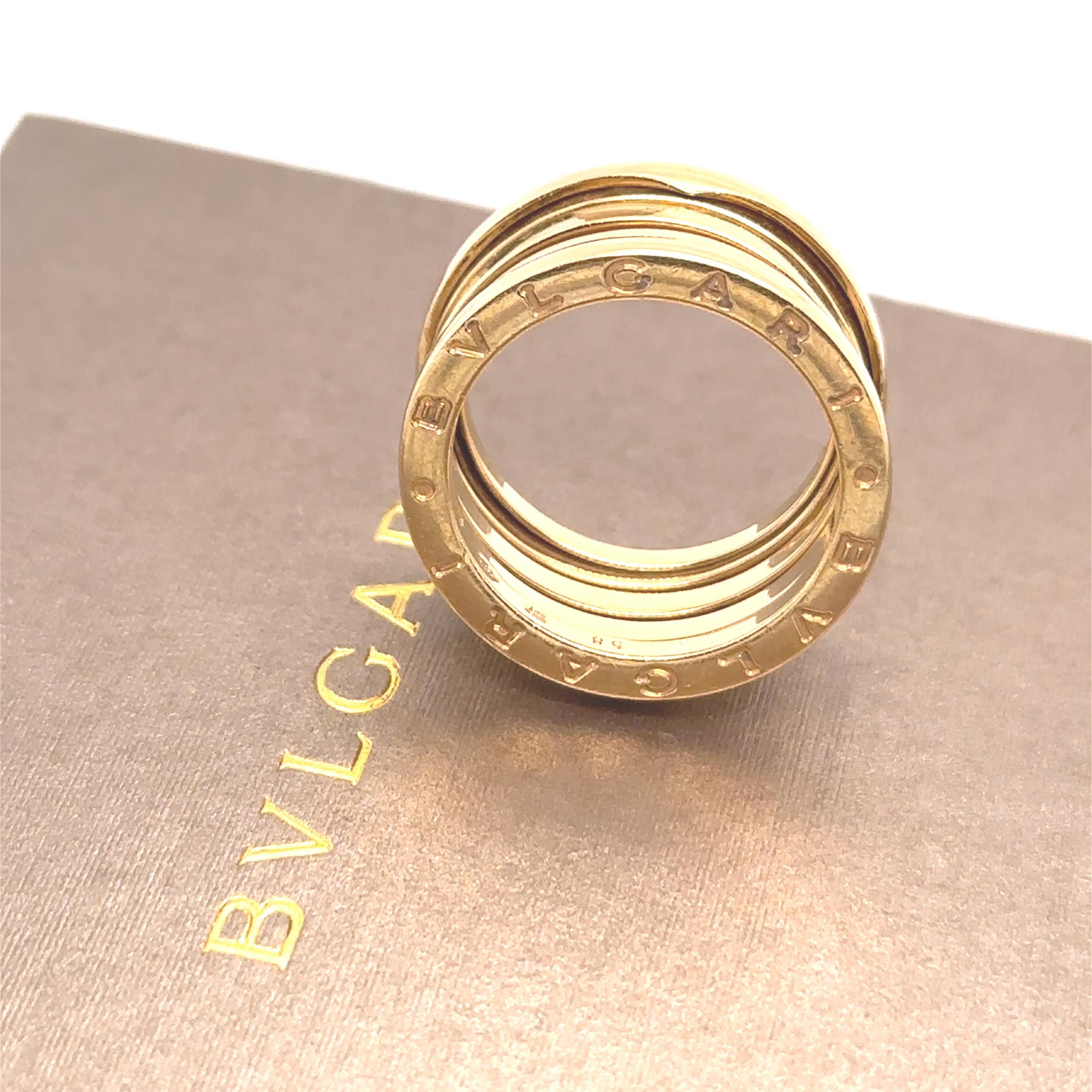 Bvlgari Bague à quatre anneaux en or jaune 18 carats B.Zero1 12,19 g Pour femmes en vente