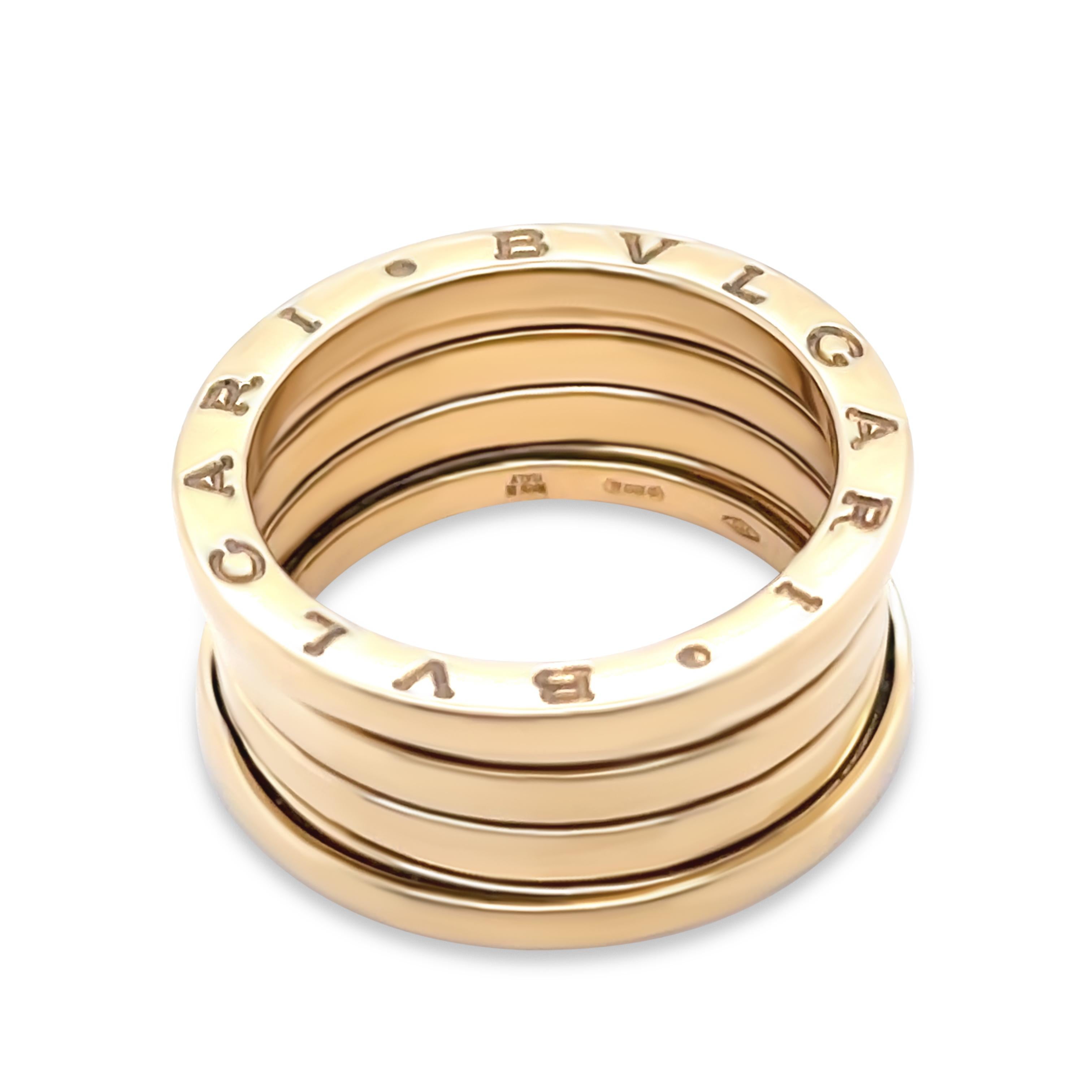 Bvlgari 18ct Yellow Gold B.Zero1 Four-Band Ring 12.32g For Sale 1