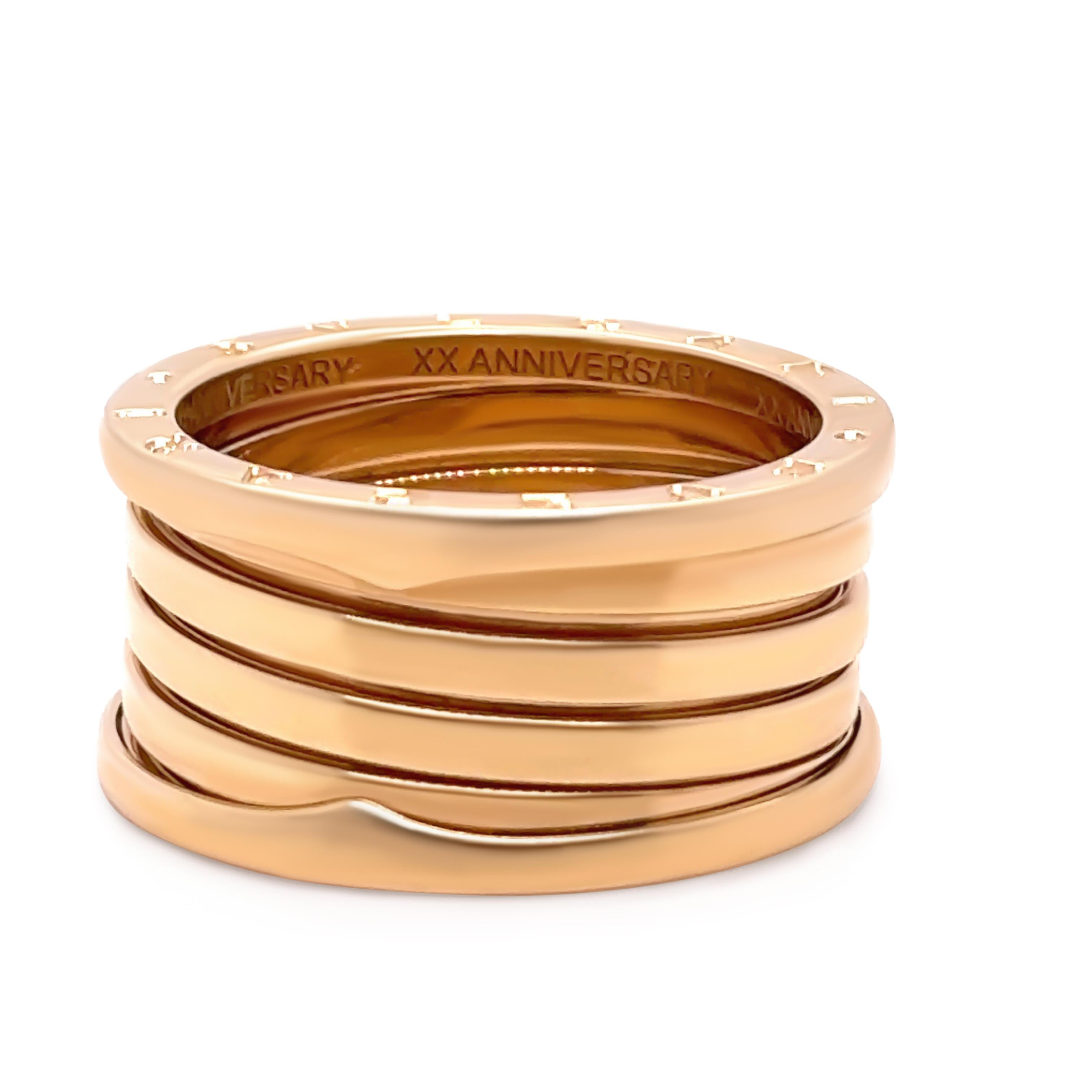 Women's Bvlgari 18ct Yellow Gold B.Zero1 XX Anniversary Five-Band Ring 15.1g