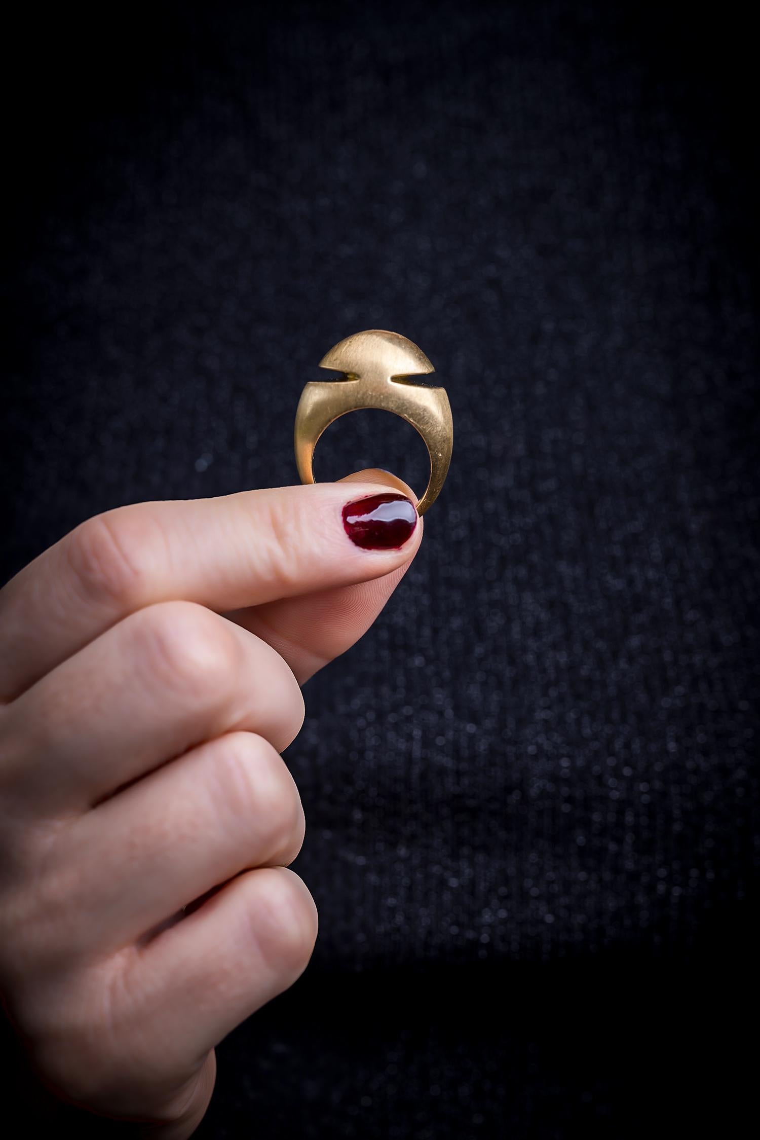 Women's or Men's Bvlgari brushed yellow gold dome ring