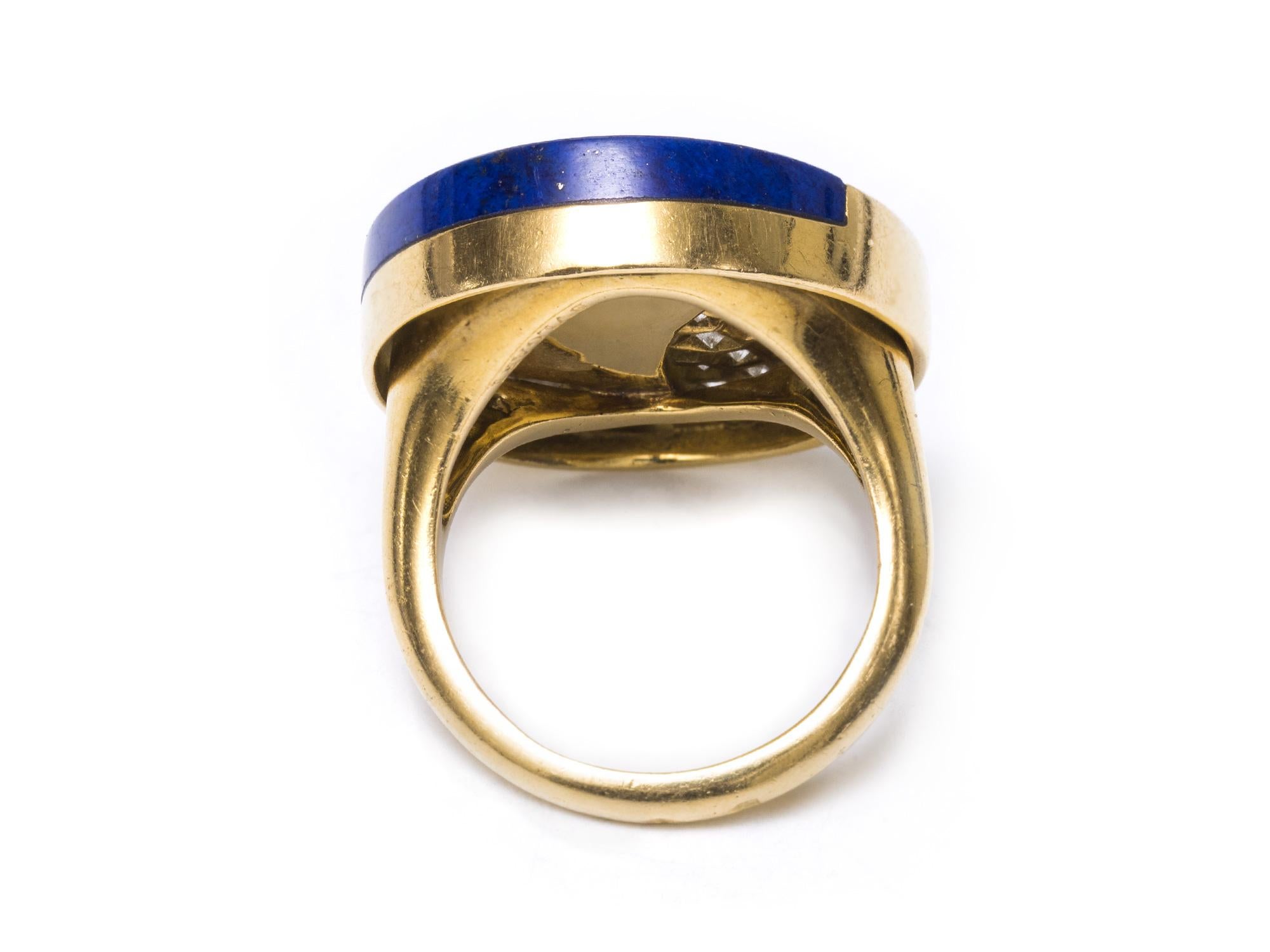 Women's or Men's Bvlgari 18k Diamond and Lapis Ring