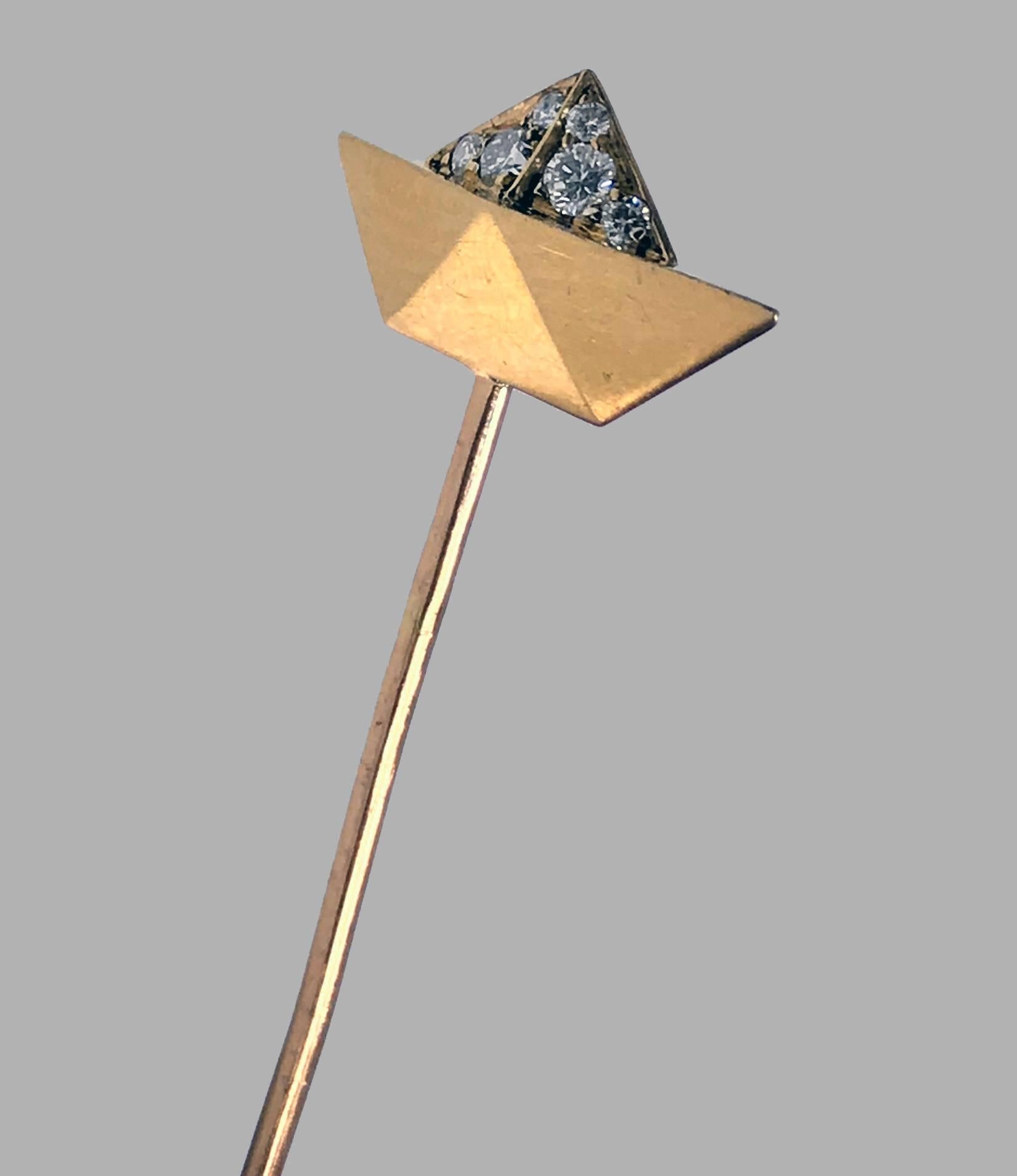 Bvlgari Sailor Hat Diamond Gold Stickpin In Good Condition In Toronto, ON