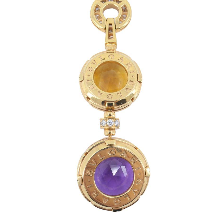 Bvlgari 18k Gold Amethyst Citrin Diamant Parentesi Lavalier Halskette im Angebot 9