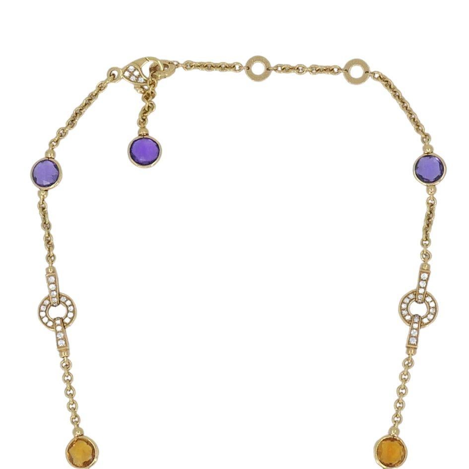 Bvlgari 18k Gold Amethyst Citrin Diamant Parentesi Lavalier Halskette im Angebot 1