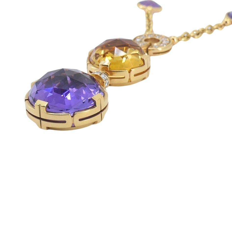 Bvlgari 18k Gold Amethyst Citrin Diamant Parentesi Lavalier Halskette im Angebot 2