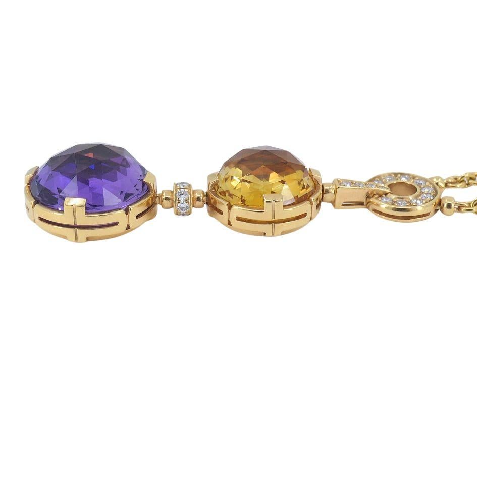 Bvlgari 18k Gold Amethyst Citrin Diamant Parentesi Lavalier Halskette im Angebot 3