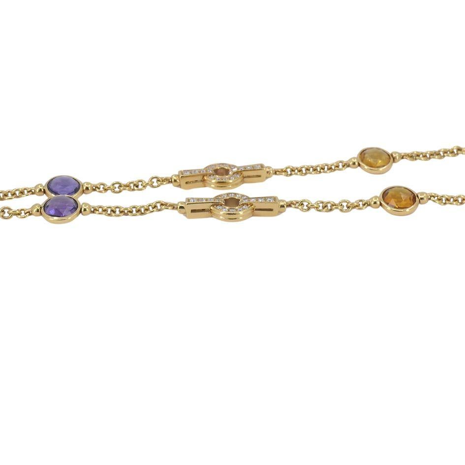 Bvlgari 18k Gold Amethyst Citrin Diamant Parentesi Lavalier Halskette im Angebot 4