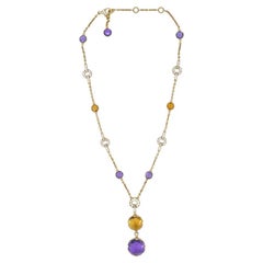 Bvlgari 18k Gold Amethyst Citrine Diamond Parentesi Lavalier Necklace