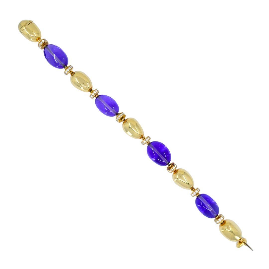 Bvlgari Pulsera Sassi Amatista Diamante Oro 18k en Bueno estado para la venta en Beverly Hills, CA