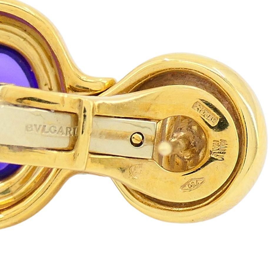 Bvlgari 18k Gold Amethyst Pearl Drop Earrings For Sale 3