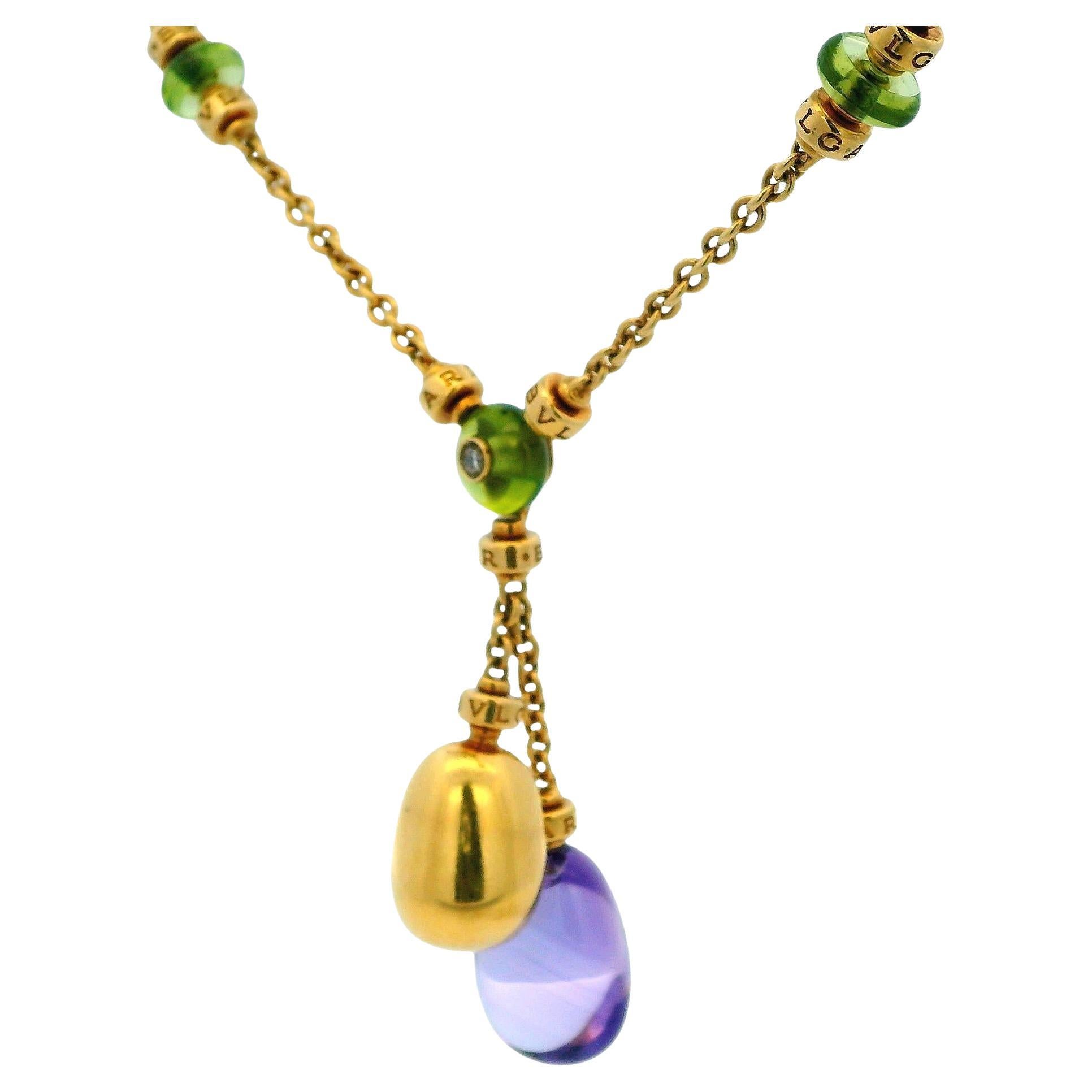 Bvlgari 18K Gold Amethyst Peridot 
Diamond Necklace