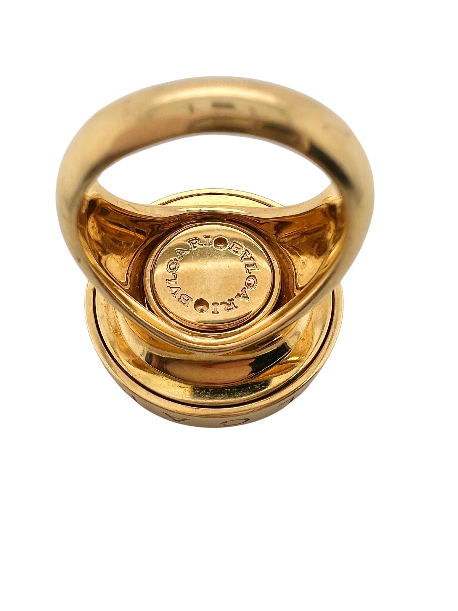 Women's Bvlgari 18k Gold and Mother of Pearl Spinning Ring For Sale