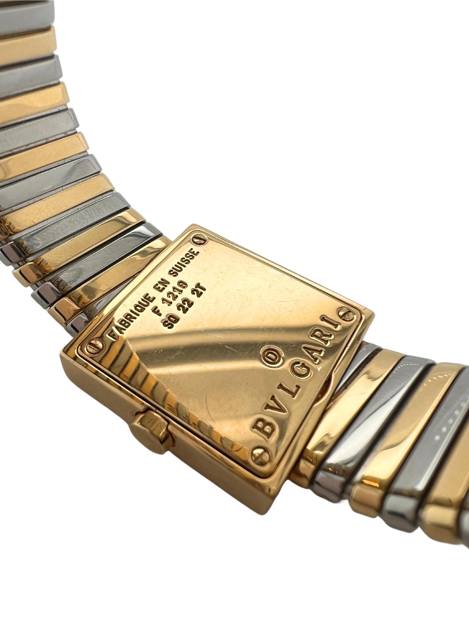 Women's Bvlgari 18k Gold and Steel Square Dial Lady Watch Bracelet For Sale