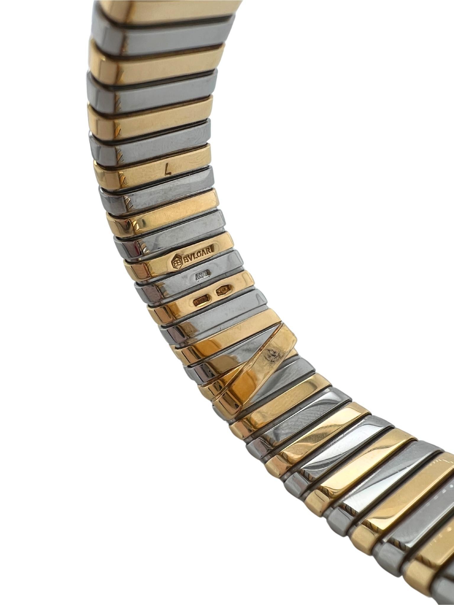 Bvlgari 18k Gold and Steel Square Dial Lady Watch Bracelet For Sale 1
