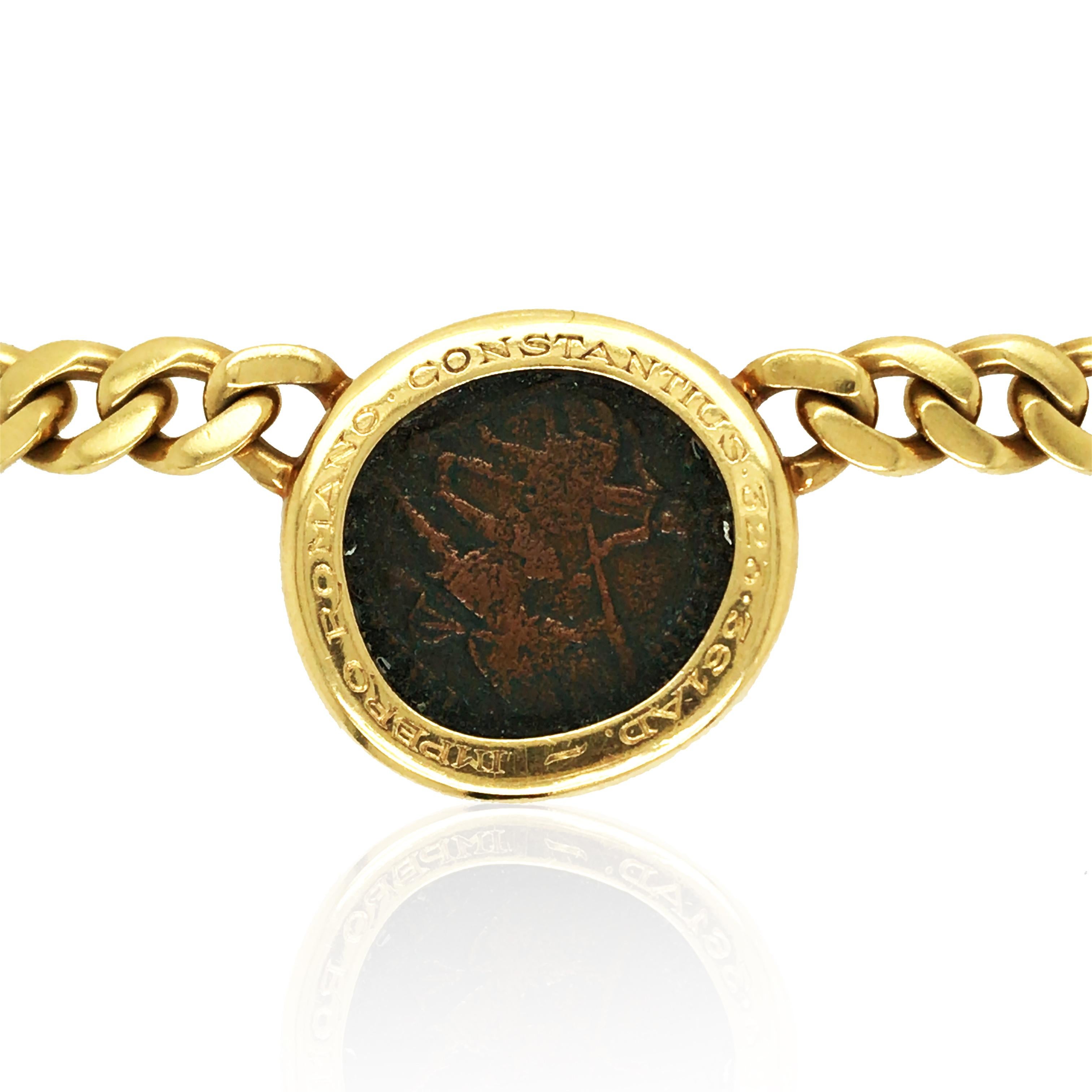 Bvlgari, 18K Gold Antique Coin Necklace In Good Condition For Sale In New York, NY