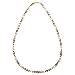 Bvlgari 18k Gold Blackened Steel 36" Long Chain