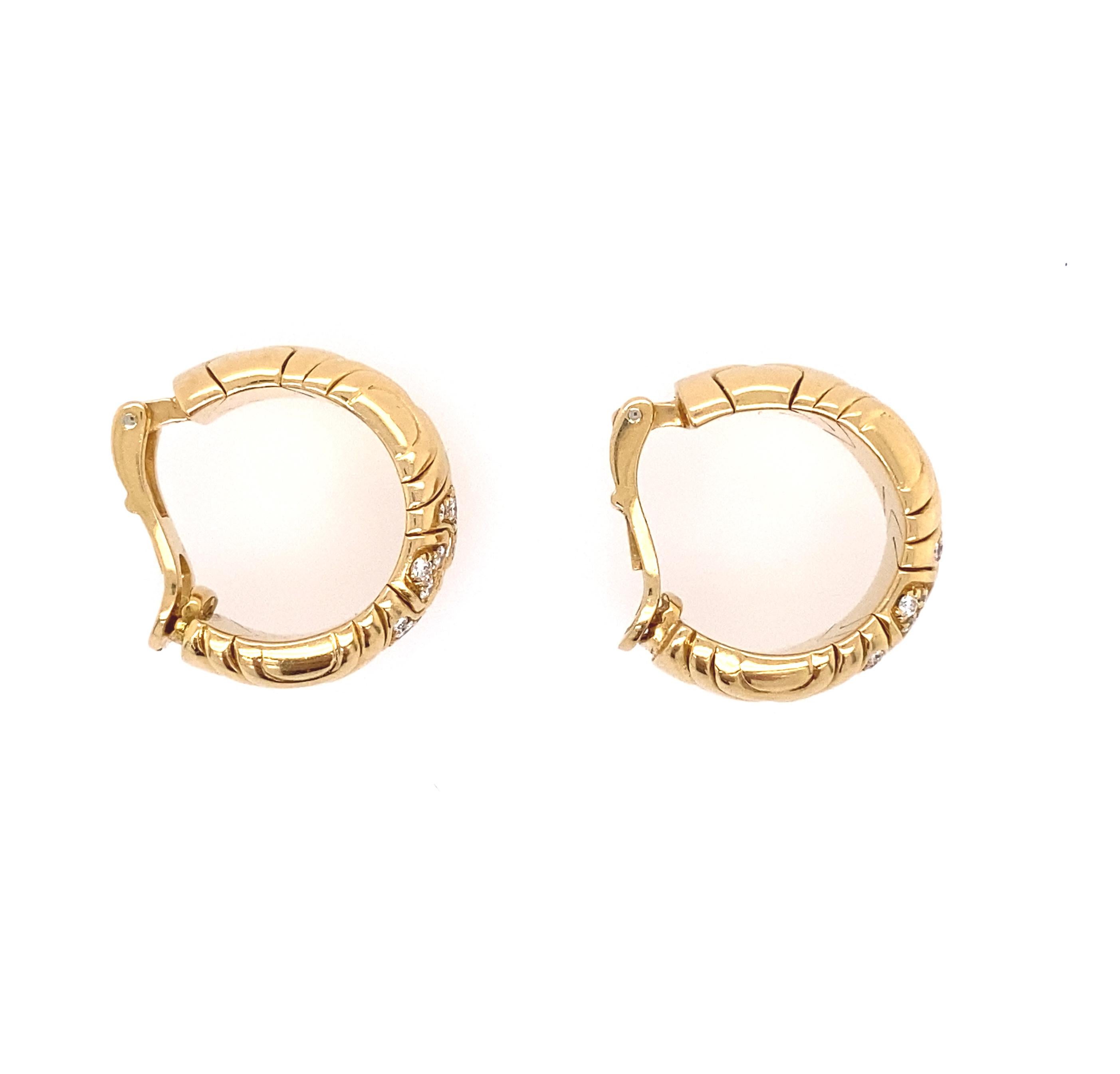 Contemporary Bvlgari 18k Gold Diamond Earrings