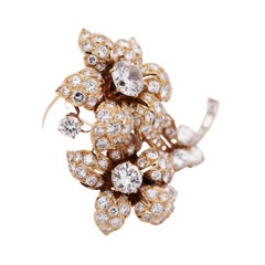 Bvlgari, 18K Gold Diamond Flower Brooch