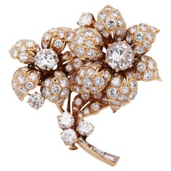 Bvlgari, 18K Gold Diamond Flower Brooch