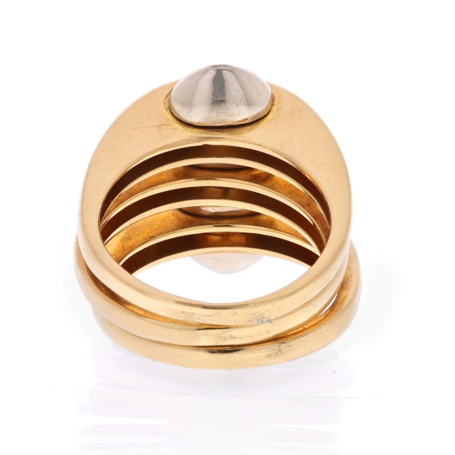 Women's Bvlgari 18K Gold High Polished Tiered Vintage Ring