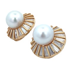 Bvlgari, 18K Gold Pearl Diamond Earrings